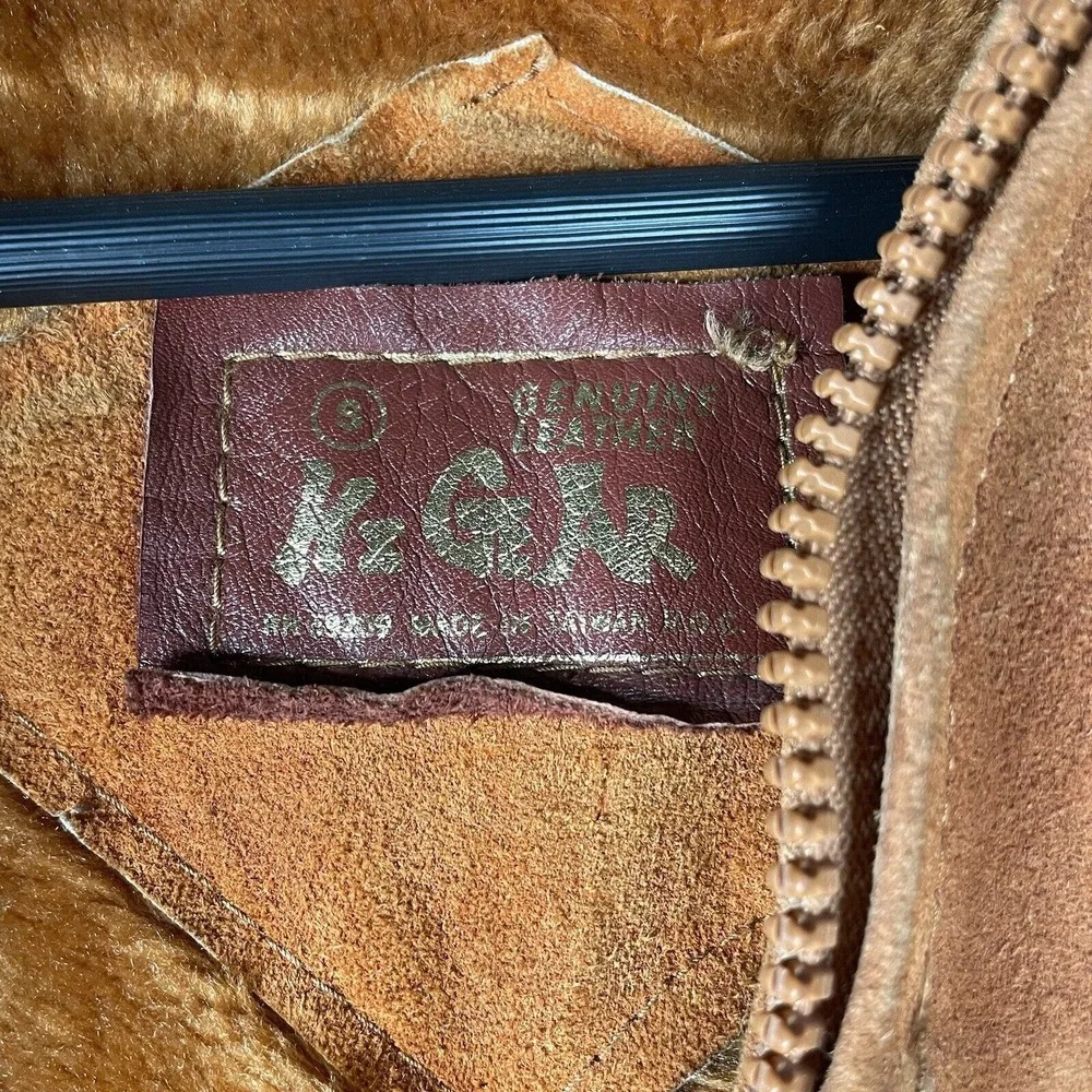 Vtg Hi Gear Mens S Rust Brown Leather Suede Jacket Lined Hooded Heavy‎ Western